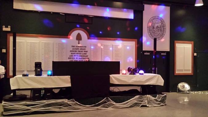 Dartmouth Graduate Student Association Halloween Dance Party DJ Set Up - Hopkins Center, Alumni Hall