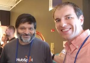 Me hanging out with HubSpot co-founder Dharmesh Shah after he spoke at an event I was emceeing